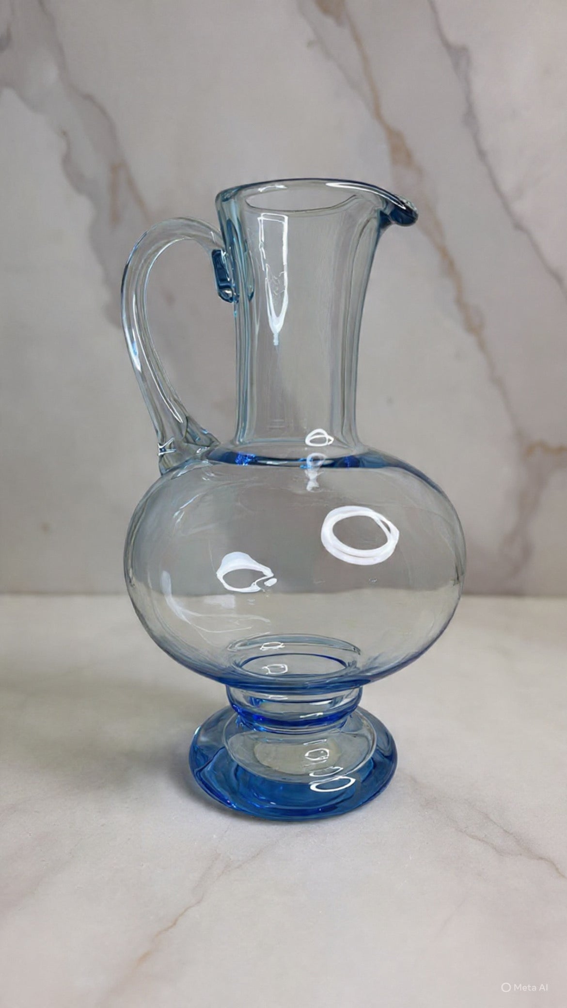 Hand-Blown Glass Blue Jug