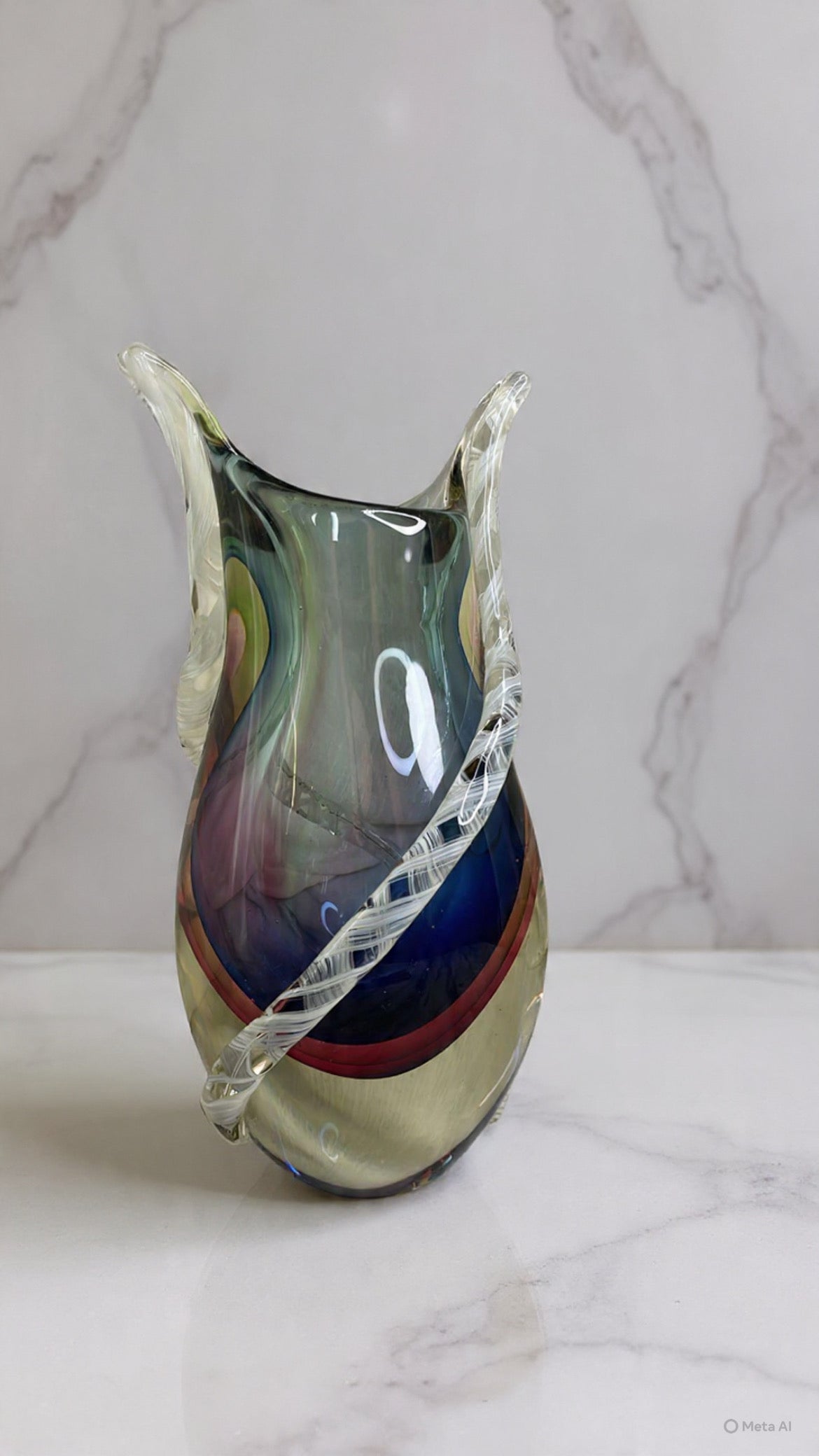 Vintage Murano fishtail Glass Vase