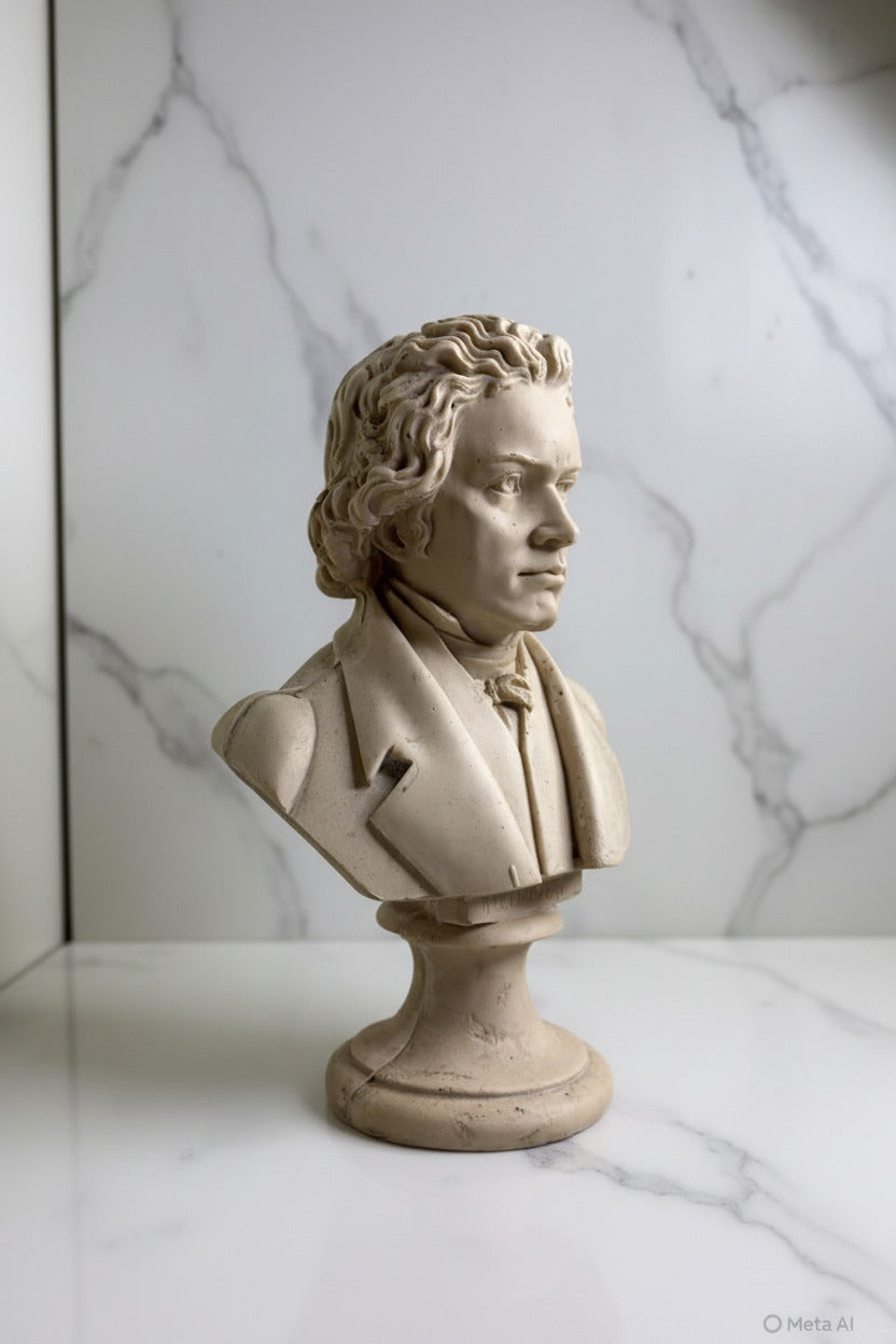 Large stone bust of Ludwig van Beethoven