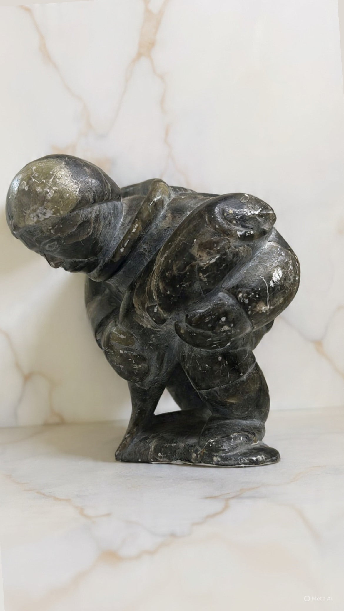 Stone Fisherman Sculpture