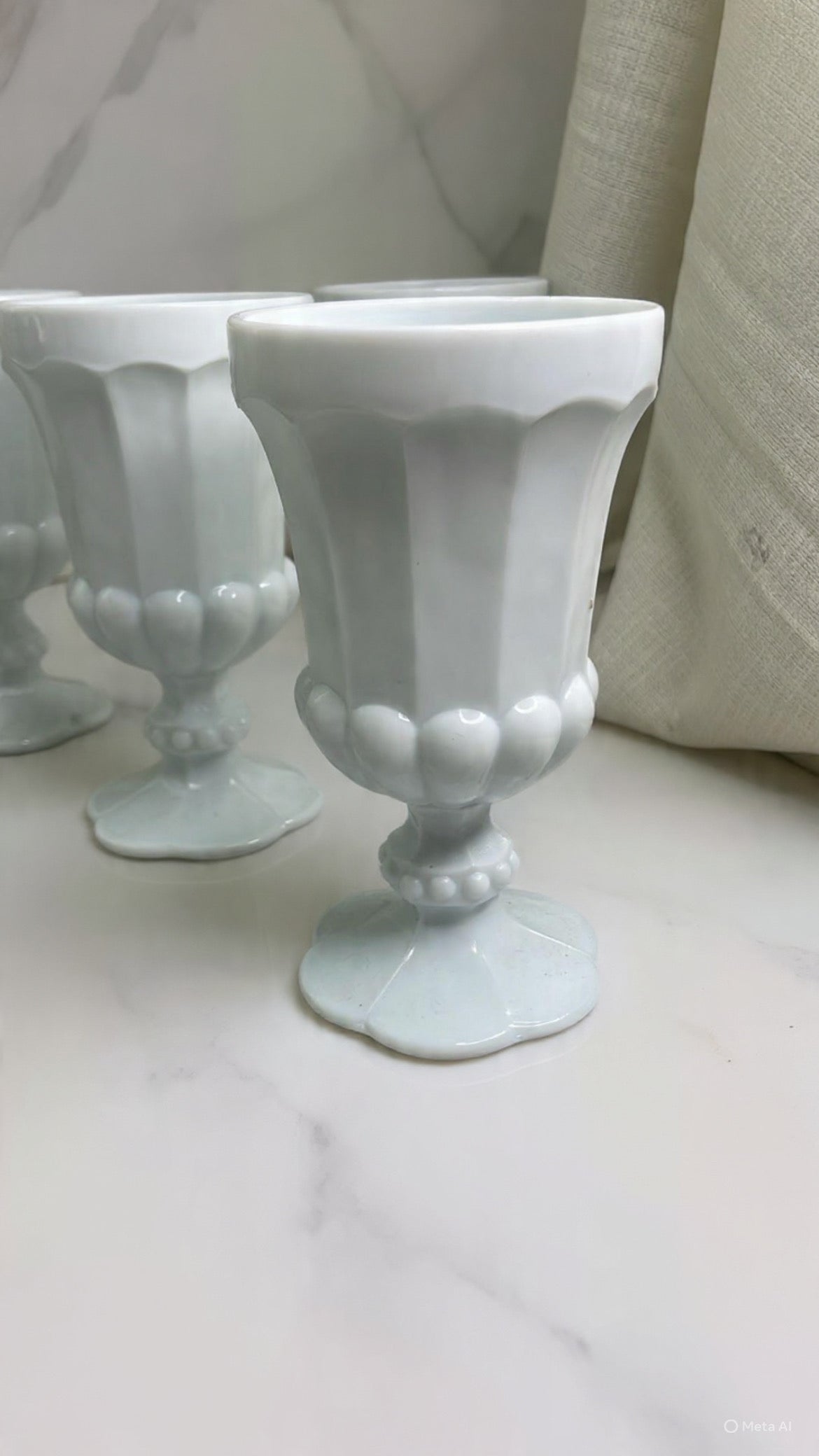 Set of Four French Milk Glasses