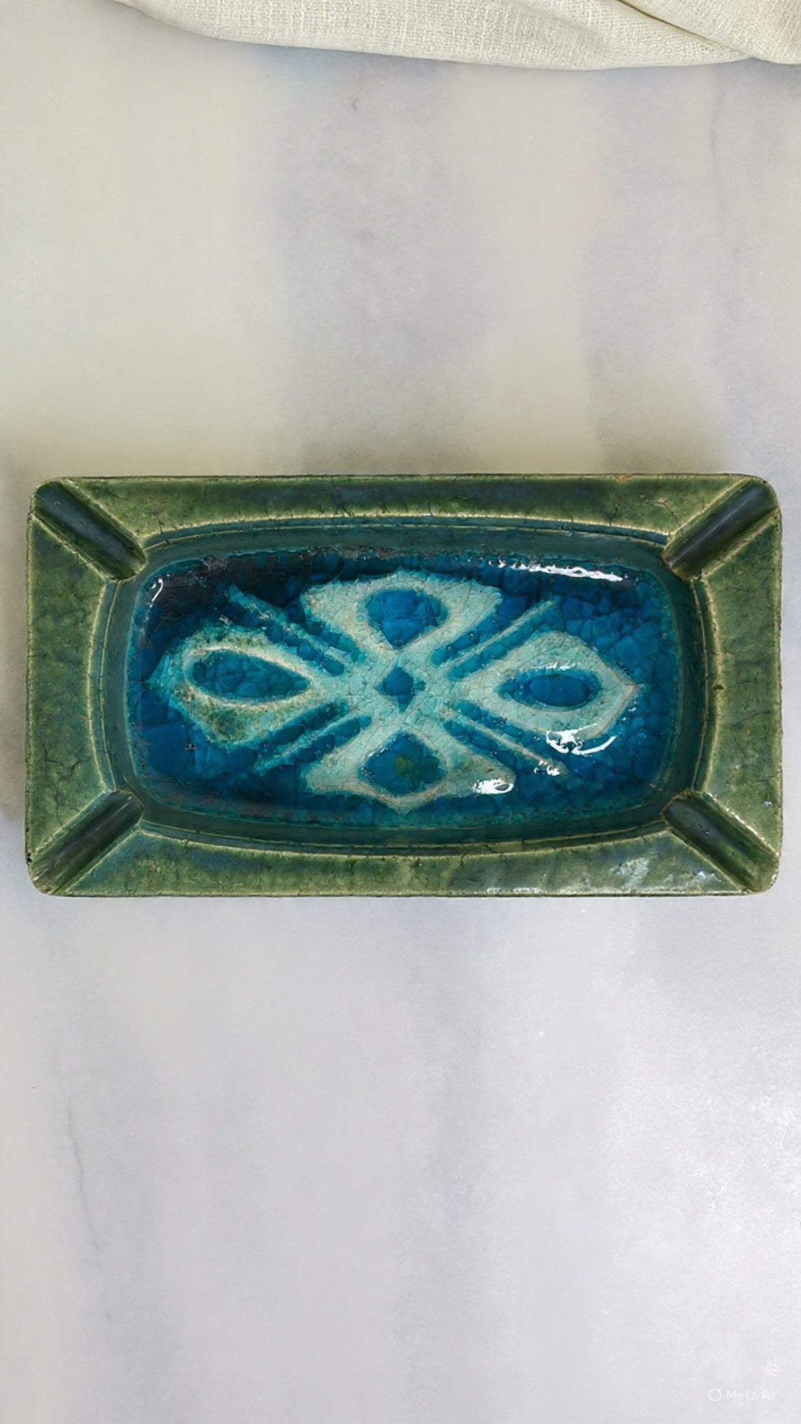 Rimini Bitossi Ceramic Ashtray – Green and Blue Glazed Design