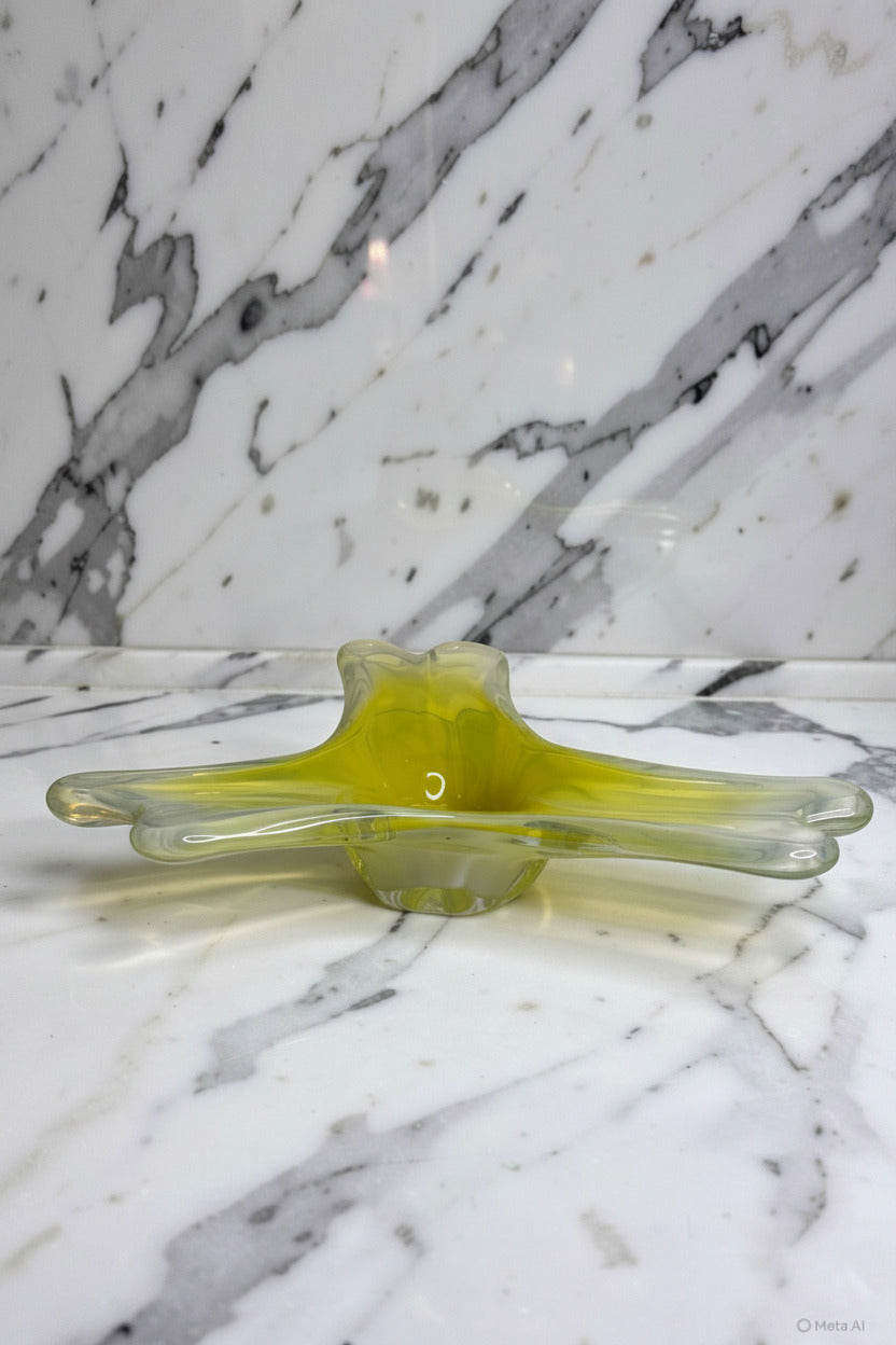 Vintage Murano Art Glass Bowl (Mid-Century, Fluoro Yellow)