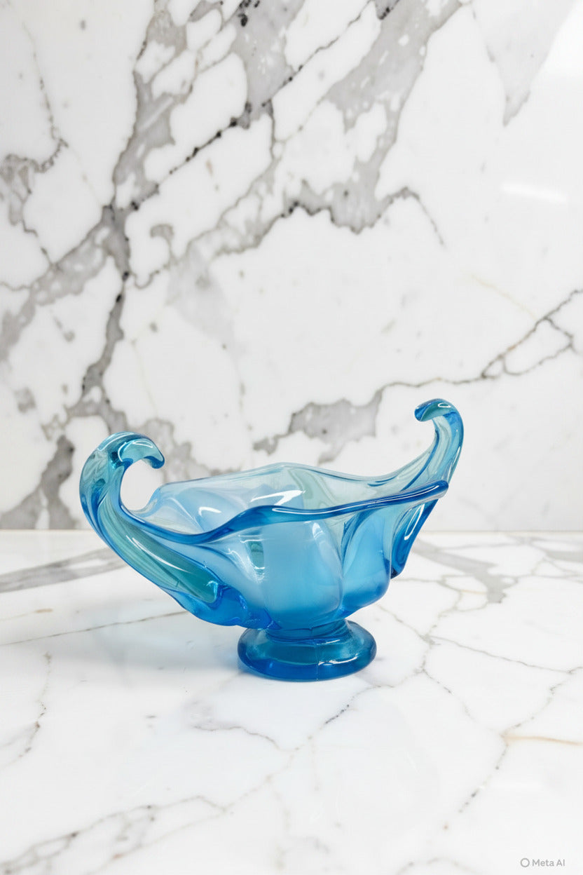 Viking Art Glass Drape Bowl (Bluenique Blue)