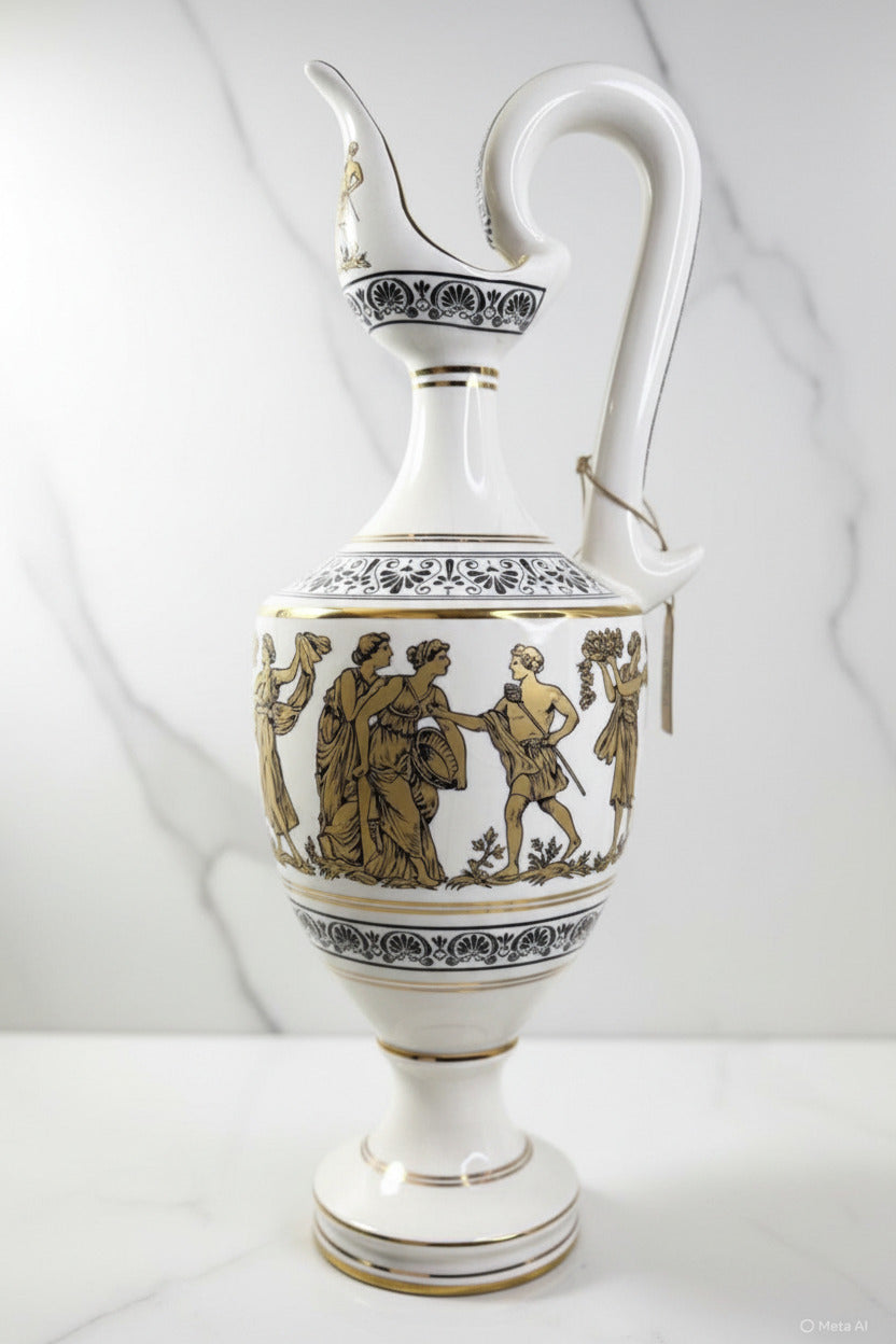 Vintage Greek Neofitou Pottery Ceramic 24k Gold