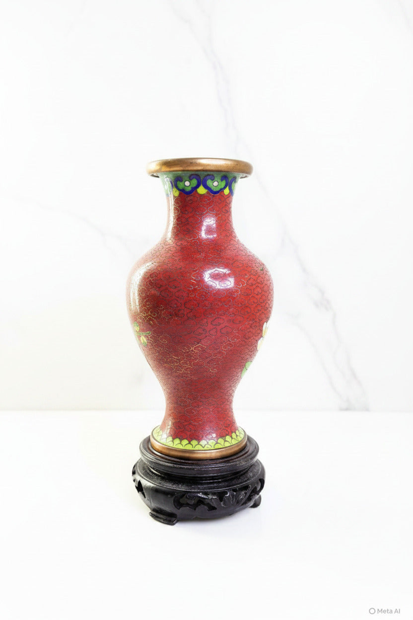 Vintage Chinese Cloisonné Enamel Vase