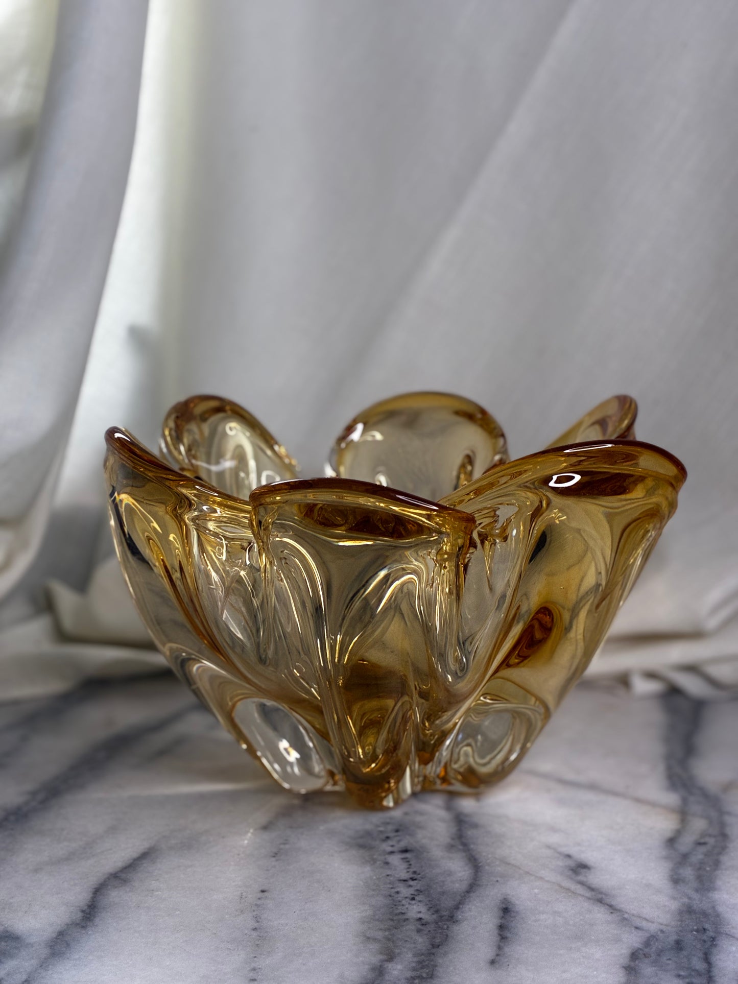 Mid-Century Modern Amber Art Glass