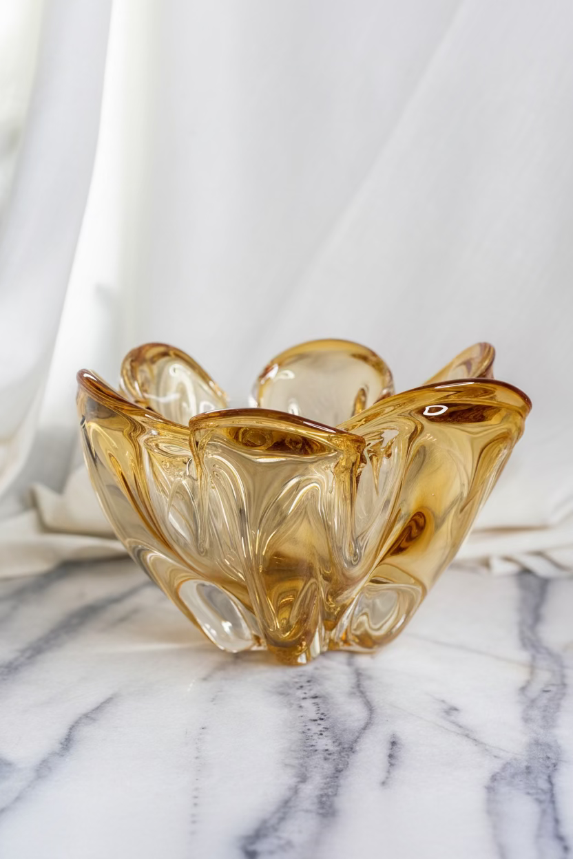 Mid-Century Modern Amber Art Glass