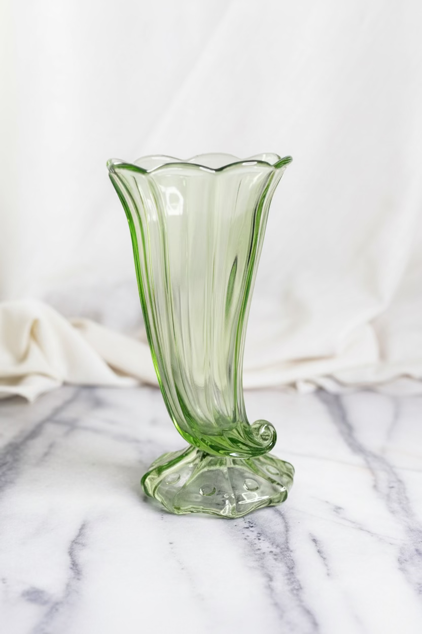 Vintage Art Deco Green Depression Glass