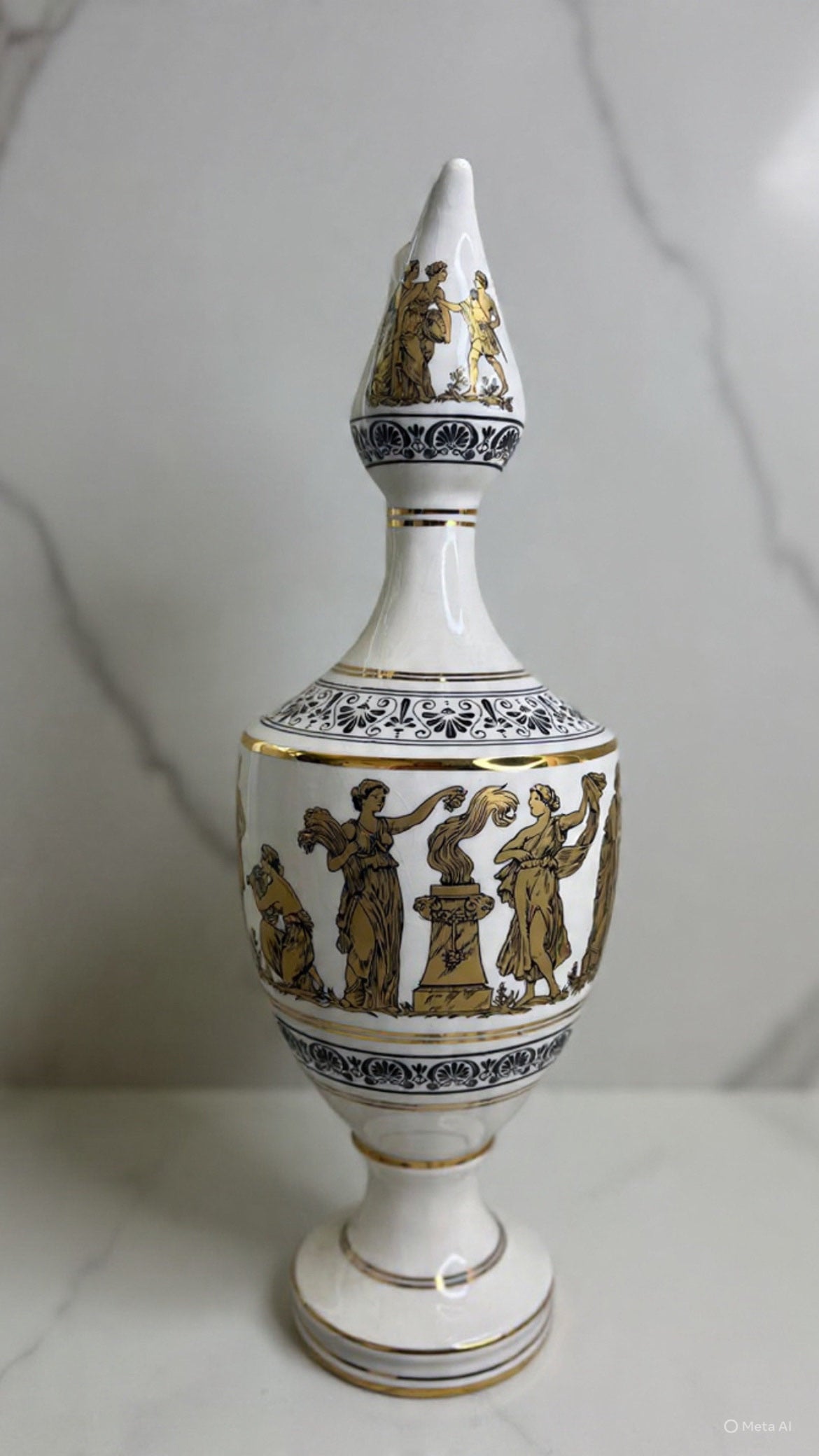 Vintage Greek Neofitou Pottery Ceramic 24k Gold