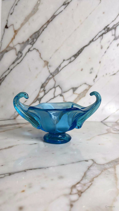 Viking Art Glass Drape Bowl (Bluenique Blue)