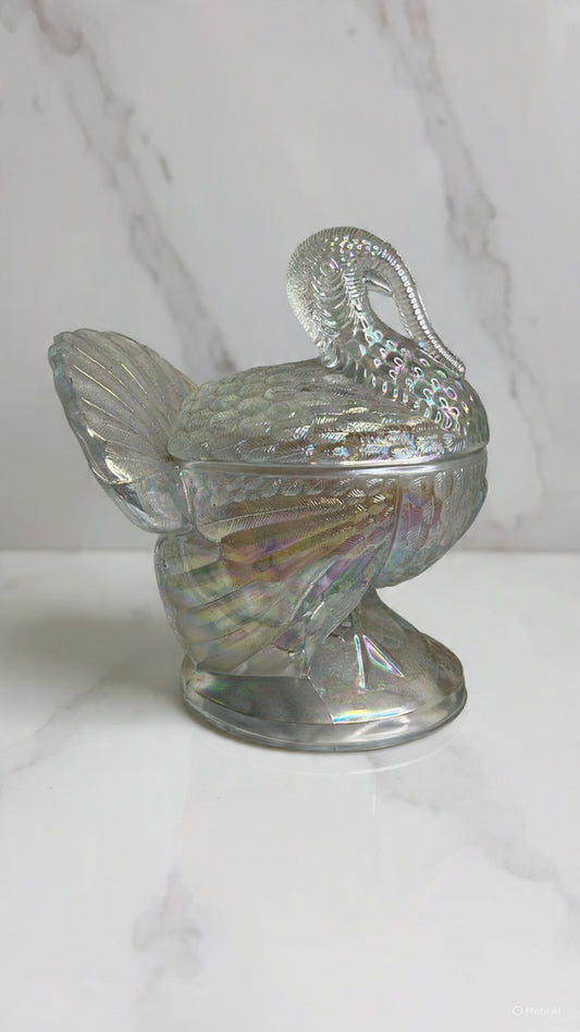 Vintage L.E. Smith Clear Glass Turkey
