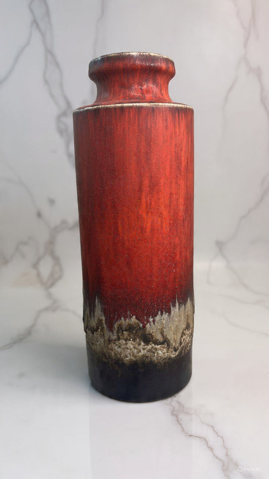 W.German Fat Lava Ceramic Cylinder Vase
