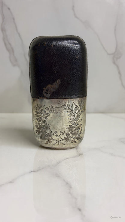 Antique Silver-Plated Hip Flask with Glass Body