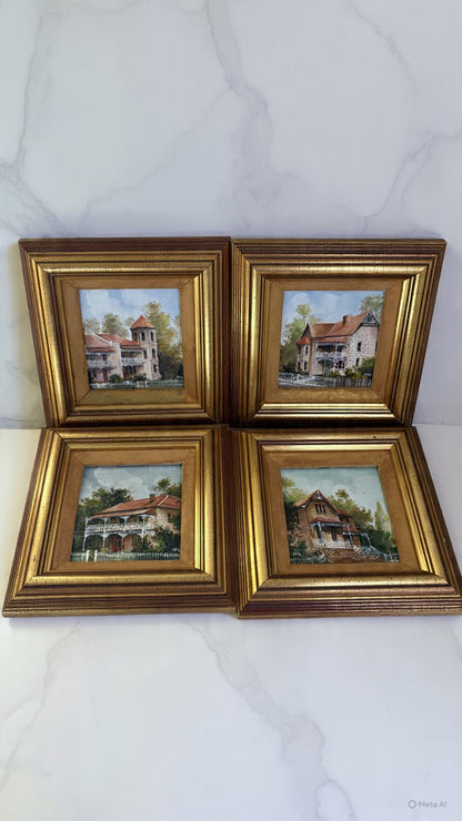 Diane Lane Paddington Terraces (Set of 4 Original Oils)