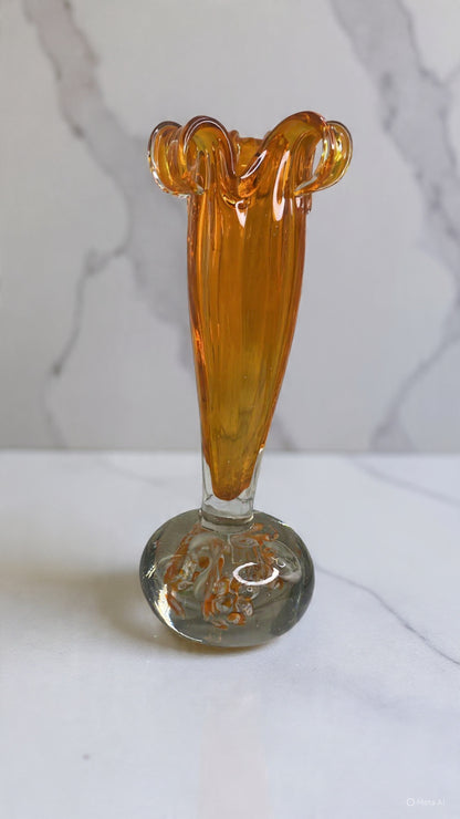Art Deco Amber Hand-Blown Glass Vase