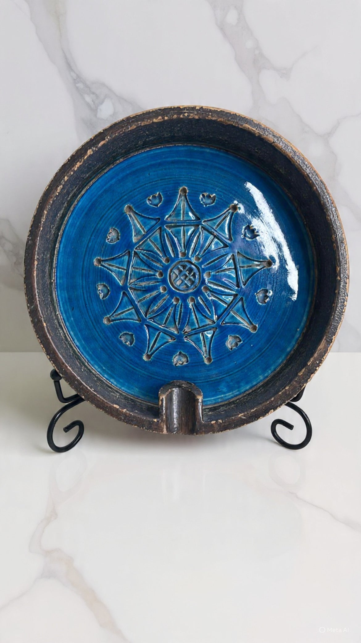 Vintage Bitossi Rimini Blue Ceramic Ashtray