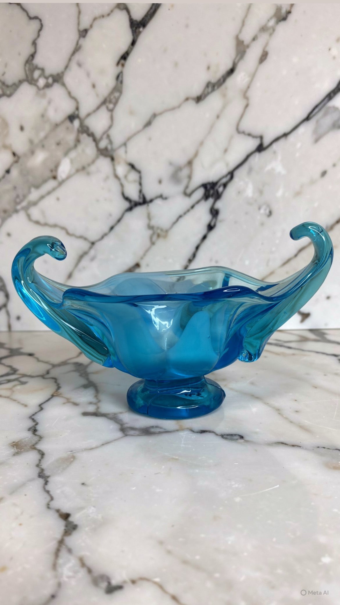 Viking Art Glass Drape Bowl (Bluenique Blue)