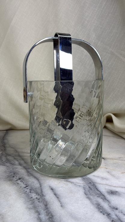 Vintage Orrefors Ice Bucket – Helena Pattern with Chrome Handle