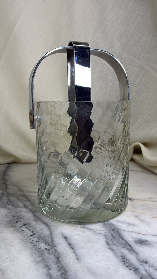Vintage Orrefors Ice Bucket – Helena Pattern with Chrome Handle