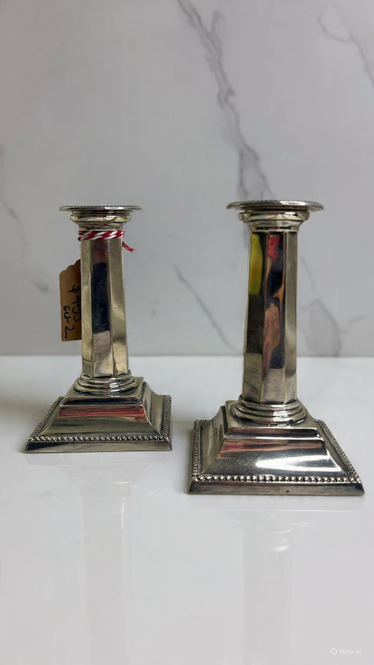 Silver Candle Holders — Set of Two