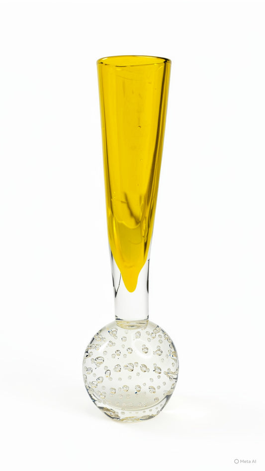 Vintage Controlled Bubble Bud Vase – Amber