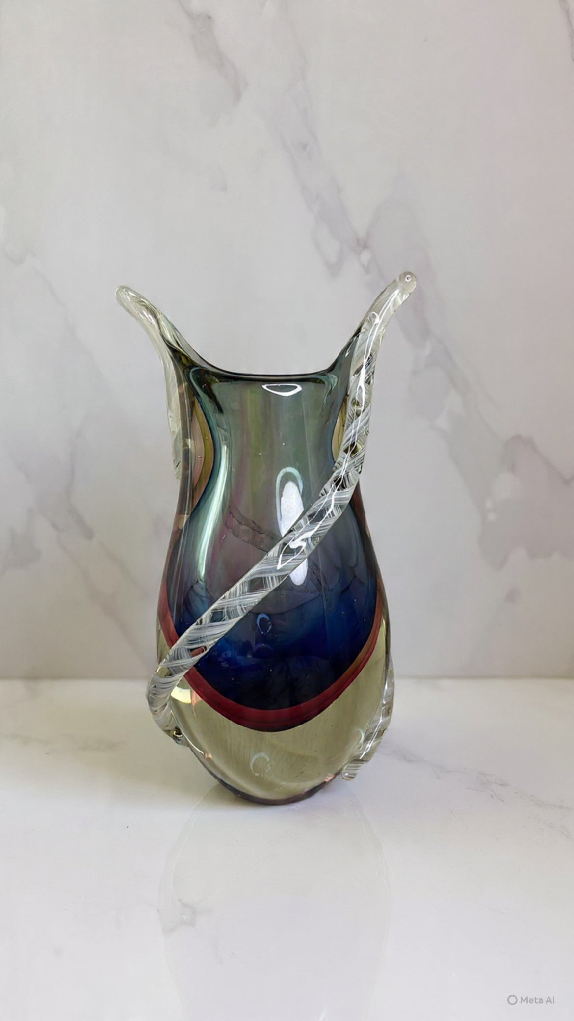 Vintage Murano fishtail Glass Vase