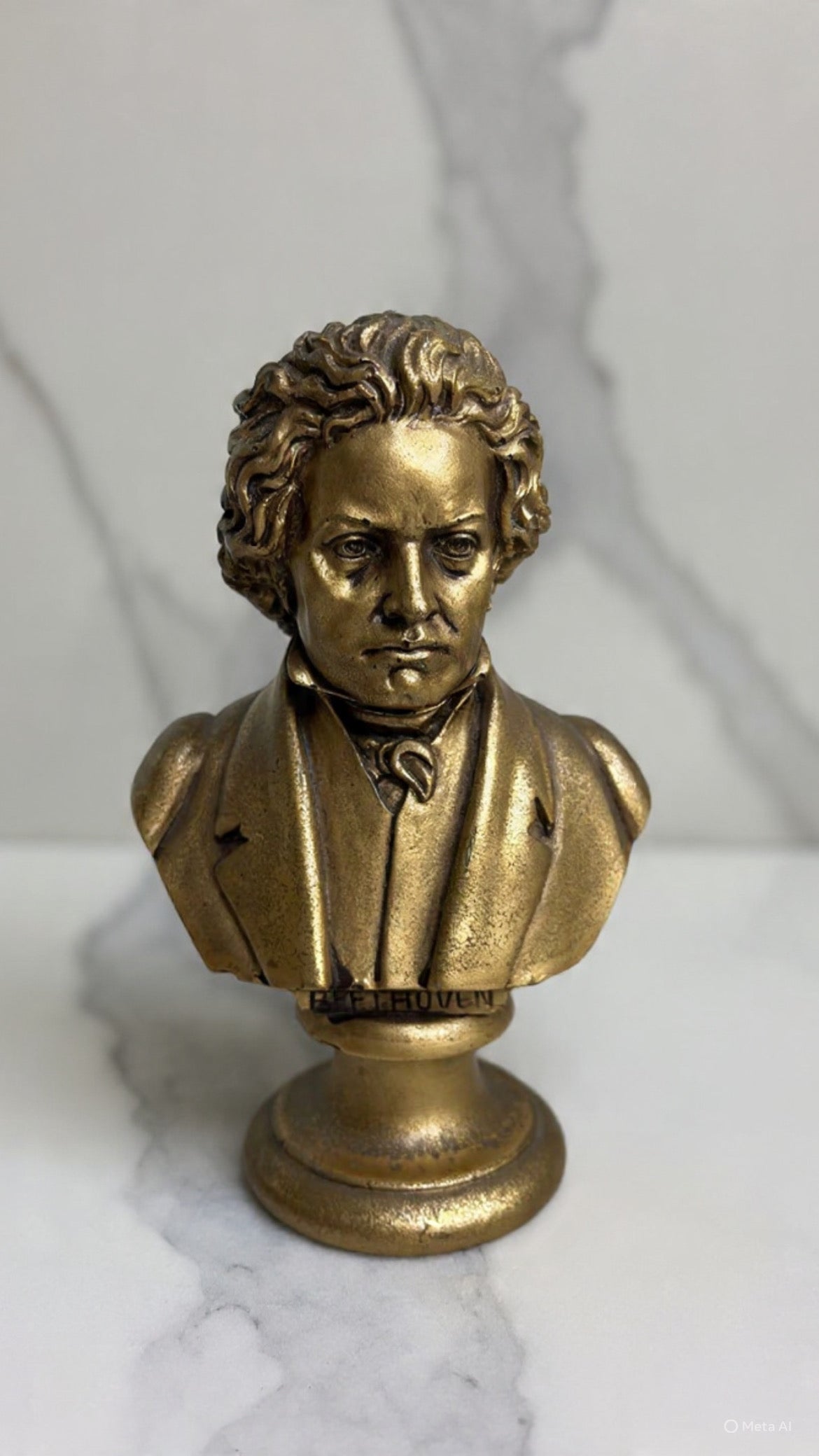 Bust Sculpture of Composer Ludwig van Beethoven – Wooden with Bronze Gold Finish