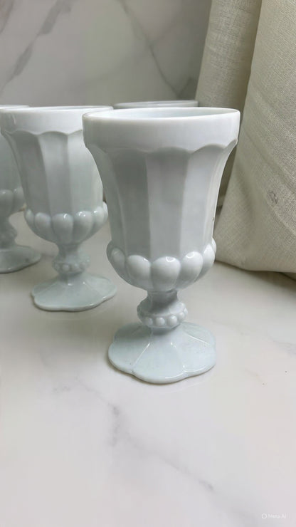 Set of Four French Milk Glasses