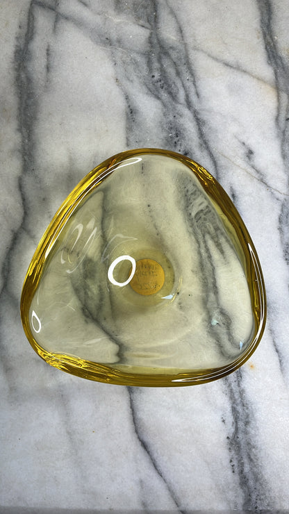 Vintage Murano Yellow Glass Ashtray or Bowl