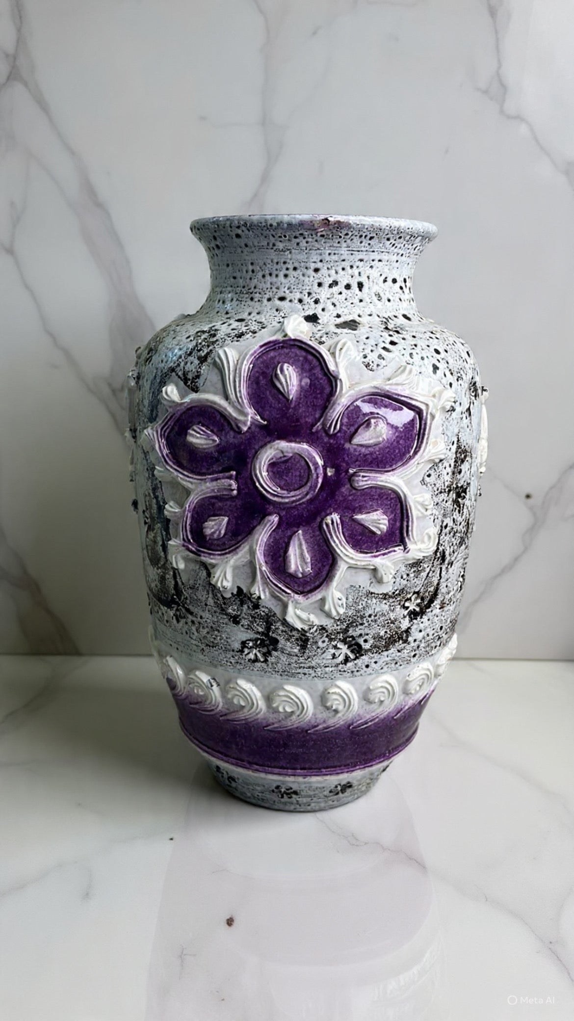 Mid-Century Modern Cased Glass Vase 35cm W, 20 Height