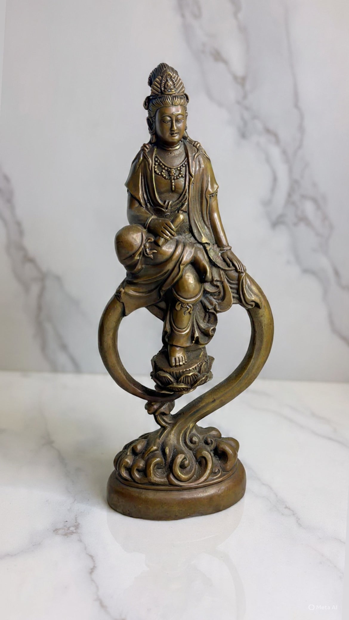 Chinese Bronze Statue of the Three-Faced Buddha