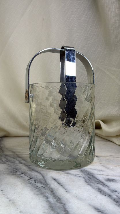 Vintage Orrefors Ice Bucket – Helena Pattern with Chrome Handle