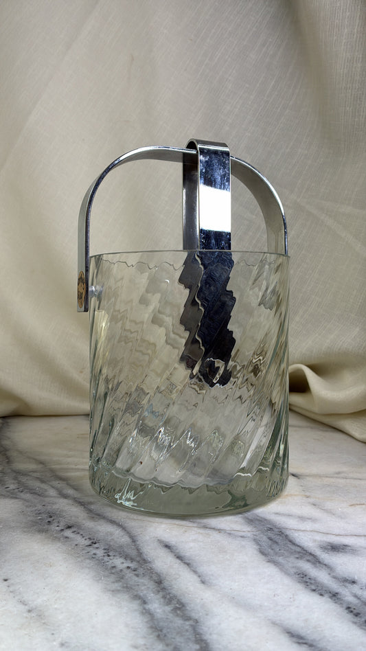 Vintage Orrefors Ice Bucket – Helena Pattern with Chrome Handle