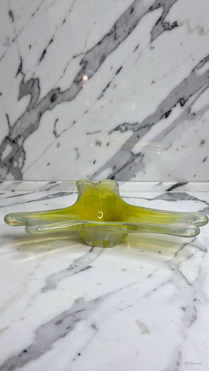 Vintage Murano Art Glass Bowl (Mid-Century, Fluoro Yellow)