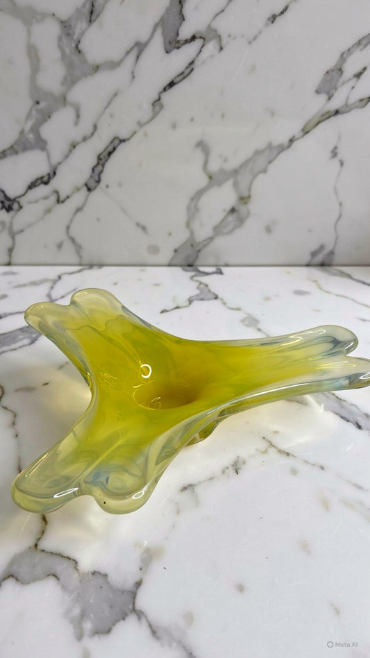 Vintage Murano Art Glass Bowl (Mid-Century, Fluoro Yellow)