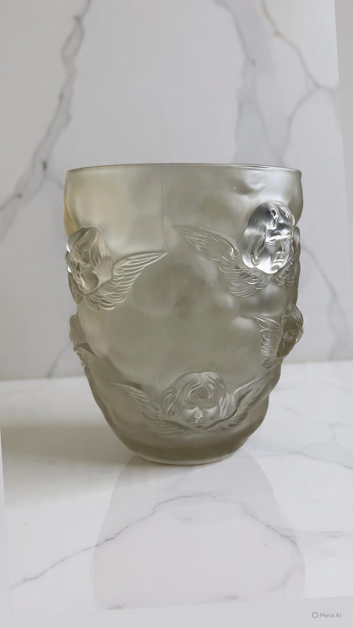 Lalique Frosted Glass Cherub Vase