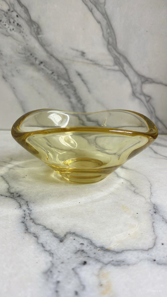Vintage Murano Yellow Glass Ashtray or Bowl