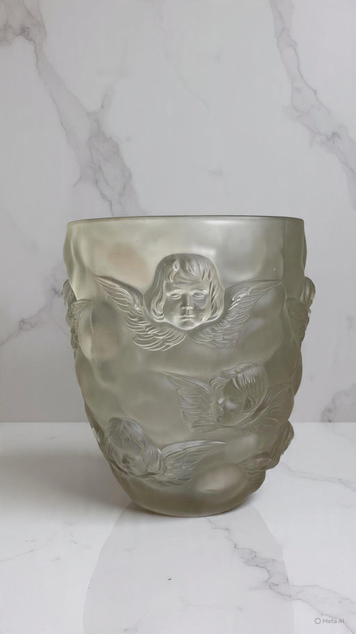 Lalique Frosted Glass Cherub Vase