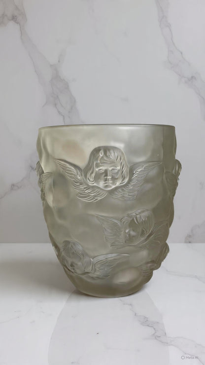 Lalique Frosted Glass Cherub Vase