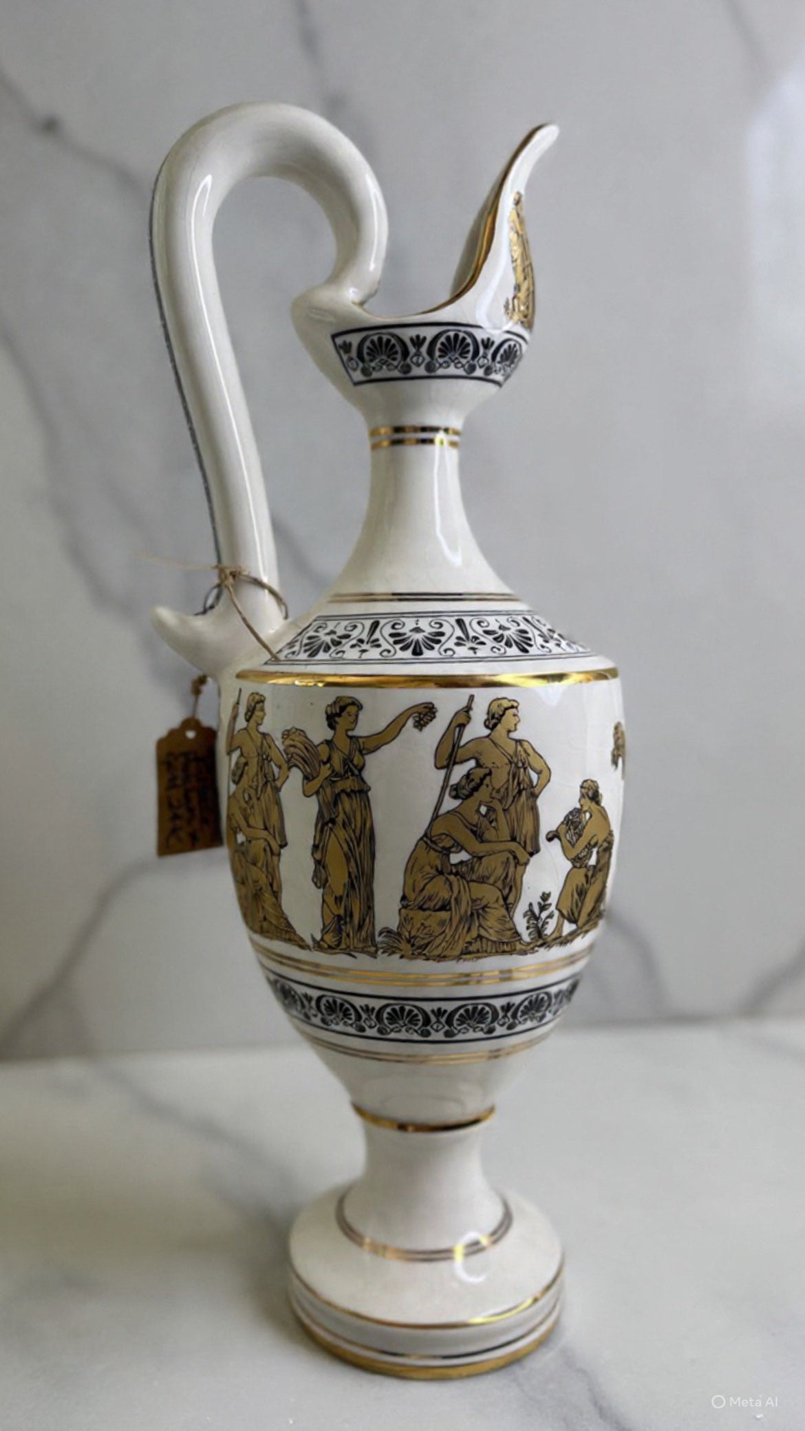 Vintage Greek Neofitou Pottery Ceramic 24k Gold