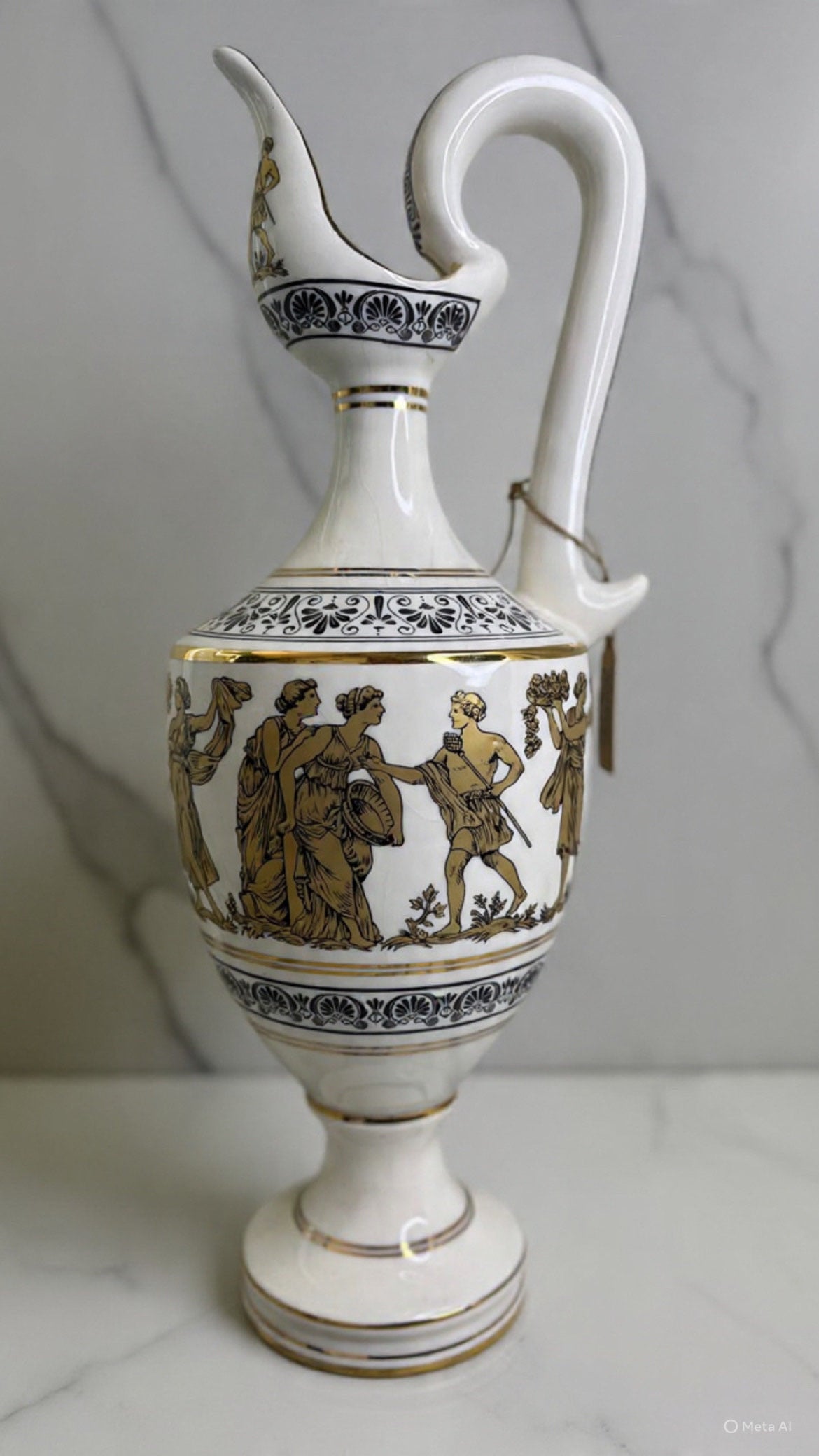 Vintage Greek Neofitou Pottery Ceramic 24k Gold