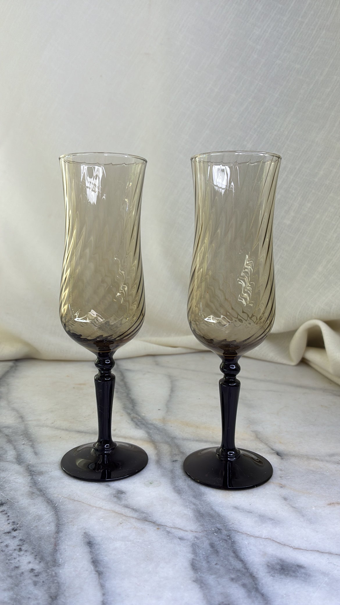 Vintage Luminarc French Champagne Flutes Set of 2