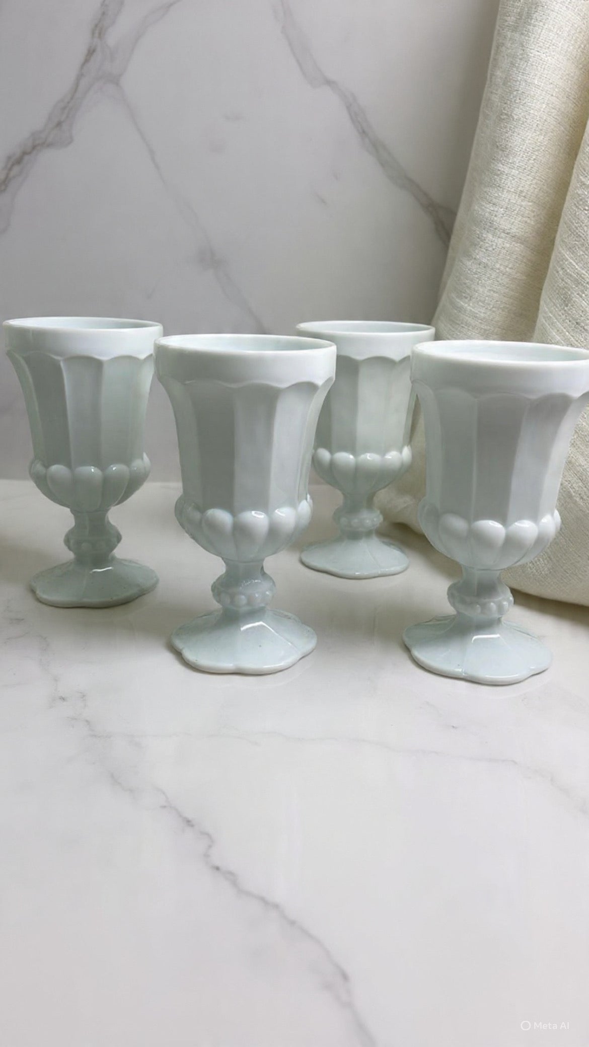 Set of Four French Milk Glasses