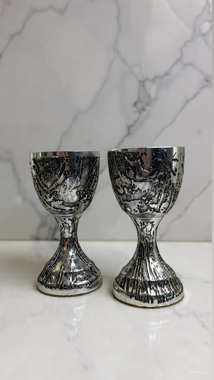 Beautiful Silver Handmade Goblets — Set of Two