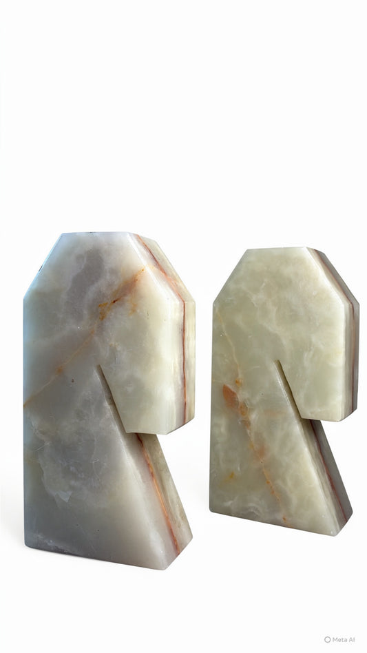 Alabaster Horse Head Bookends – Set