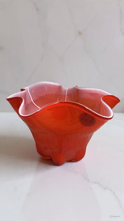 Vintage Art Glass Handkerchief Vase