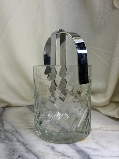 Vintage Orrefors Ice Bucket – Helena Pattern with Chrome Handle