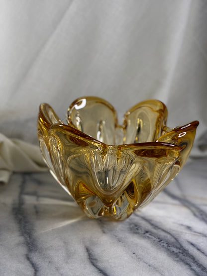 Mid-Century Modern Amber Art Glass