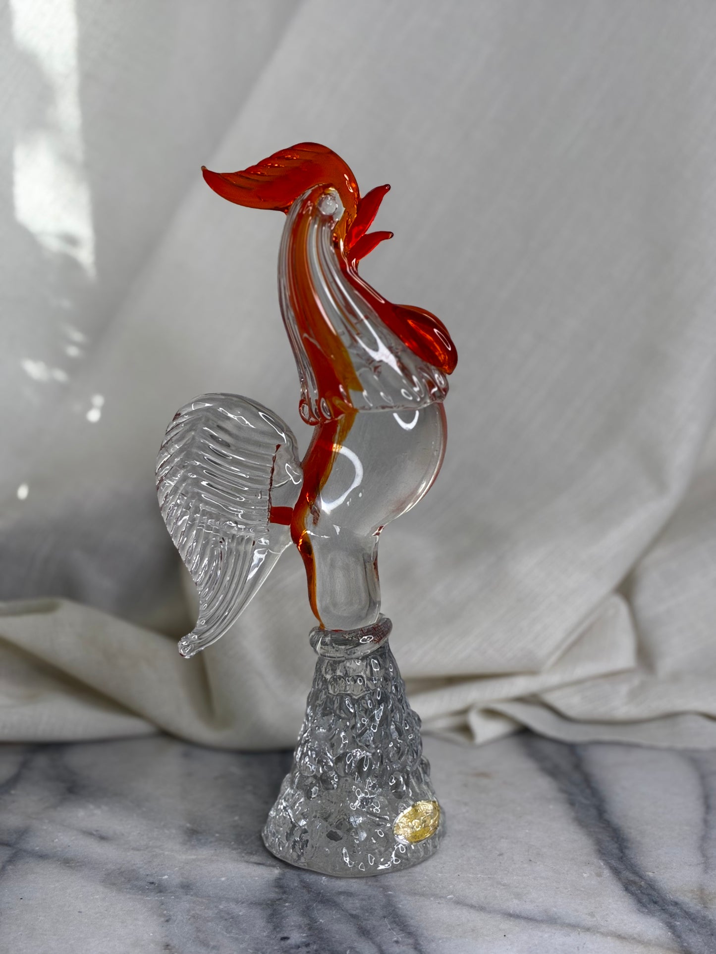 Vintage Glass Rooster Figurine